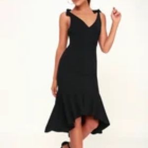 Want You to Want Me Black Trumpet Hem Bodycon Midi